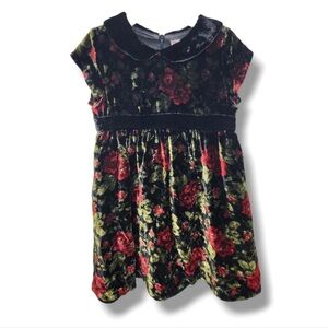 Gymboree | HOLIDAY Floral Velvet Plush Dress Size 18-24 Months Christmas